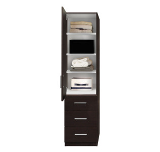 Alta Narrow Storage Closet with Left Door, 3 Drawers, 3 Adjustable Shelves