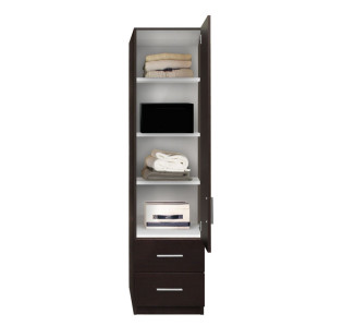 Alta Narrow Storage Closet with Right Door, 2 Drawers, 3 Adjustable Shelves