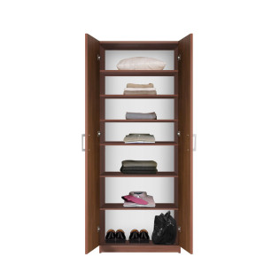 Bella Double Door Wardrobe Cabinet - 6 Shelves