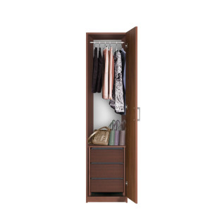 Bella Narrow Closet - Right Opening Door, 3 Interior Drawers