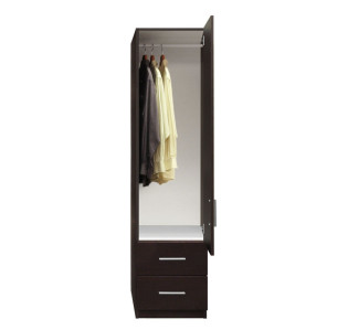 Alta Narrow Wardrobe Closet with Right Door, 2 Exterior Drawers