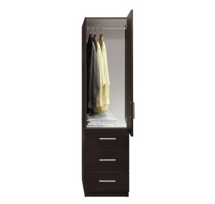 Alta Narrow Wardrobe Closet with Right Door, 3 Exterior Drawers