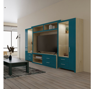 Crystal Entertainment Center - Glass Shelves, Accent Lighting, Mirrored Back