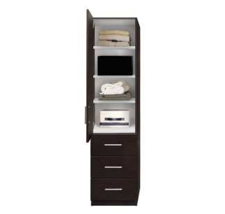 Alta Narrow Storage Closet with Left Door, 3 Drawers, 3 Adjustable Shelves