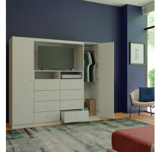 Aventa TV Chest – 8 Drawers and Wardrobe Doors with TV Space