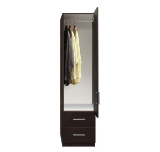 Alta Narrow Wardrobe Closet with Right Door, 2 Exterior Drawers