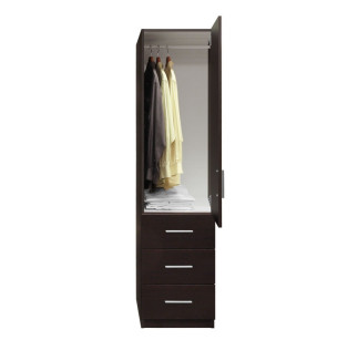 Alta Narrow Wardrobe Closet with Right Door, 3 Exterior Drawers