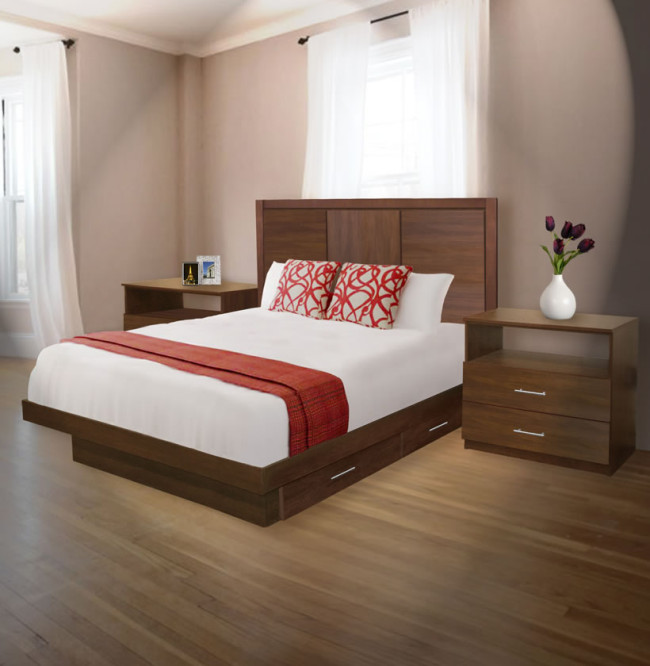 Madison Queen Size Bedroom Set w Storage Platform
