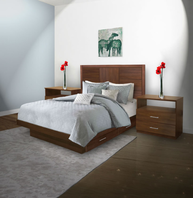 Downtown Queen Size Bedroom Set w Storage Platform