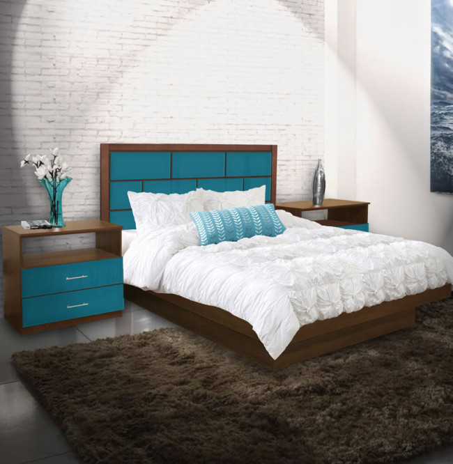 Manhattan King Size Platform Bedroom Set 4 Piece