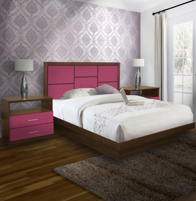 Uptown King Size Platform Bedroom Set 4 Piece