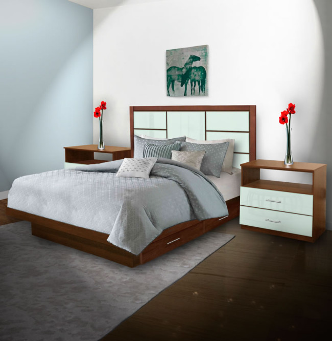 Downtown King Size Bedroom Set w Storage Platform