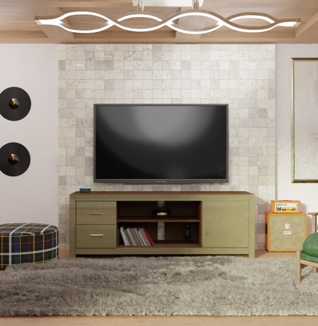 Oregano Colored Glass Front | Light Walnut Matte Case | Rod Chrome Handle