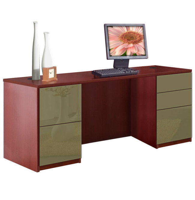 Alexis 5 Drawer Credenza Computer Desk - Full Pedestal