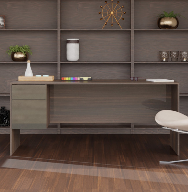 Alexis Basic Credenza Desk 2 Drawer - Left