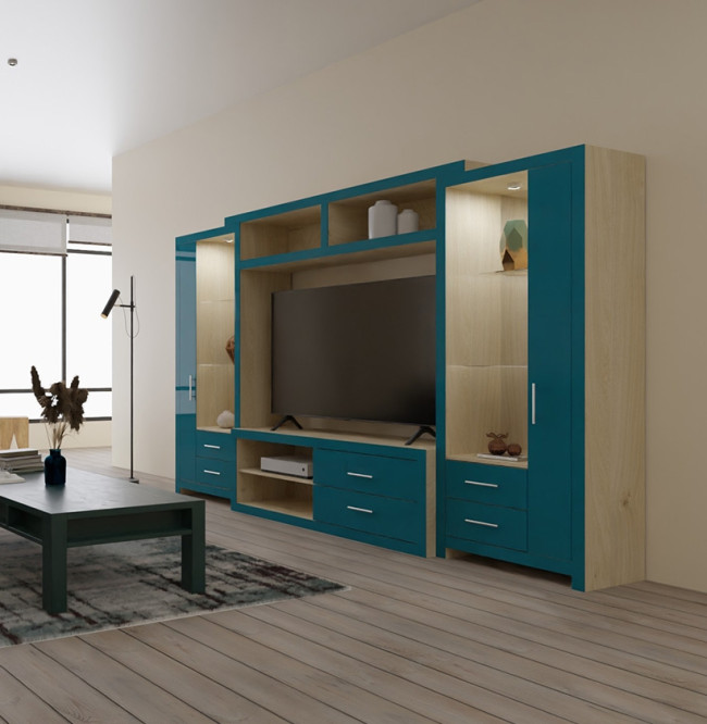 Crystal Entertainment Center - Glass Shelves, Accent Lighting, Mirrored Back