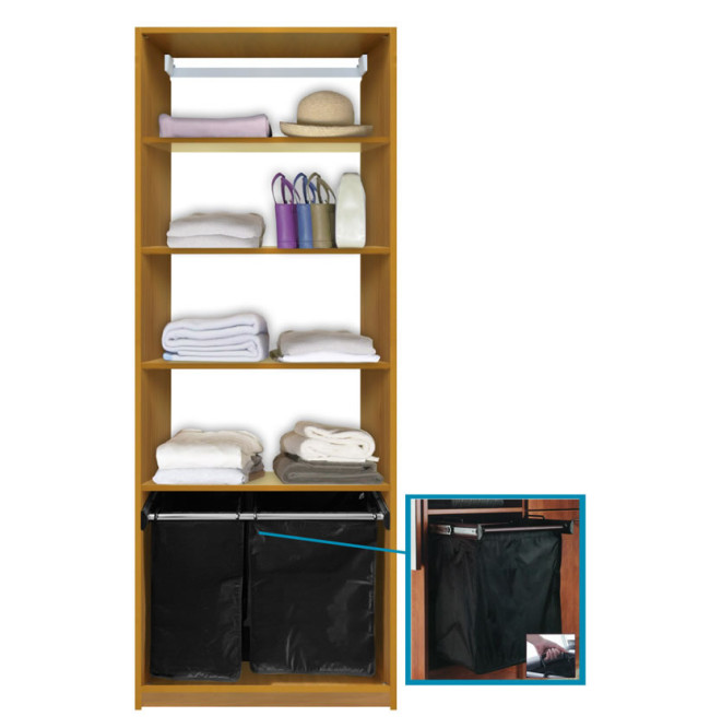 Isa Custom Closet Shelves with Hamper Pullout