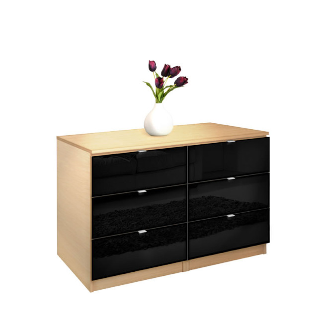 City Dresser Black 6 Drawer