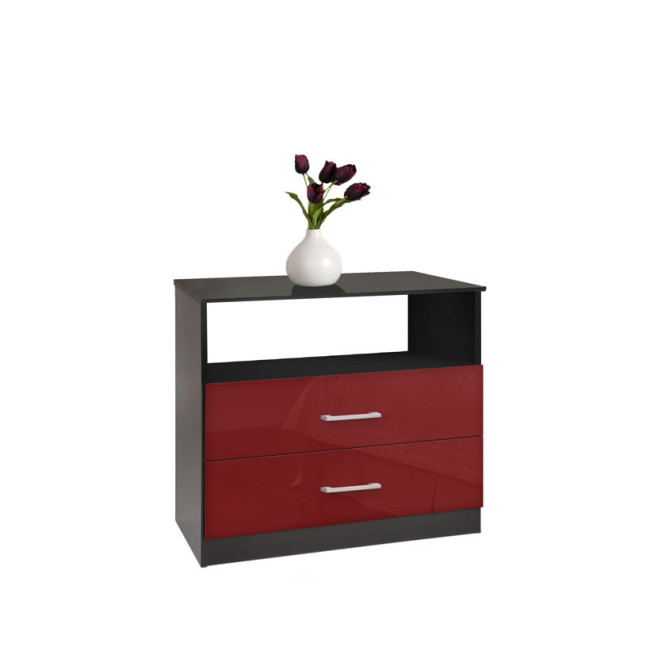 2 Drawer Chest Red Glass