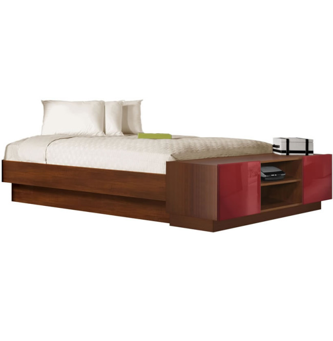 King Size Platform Bed with Storage Footboard