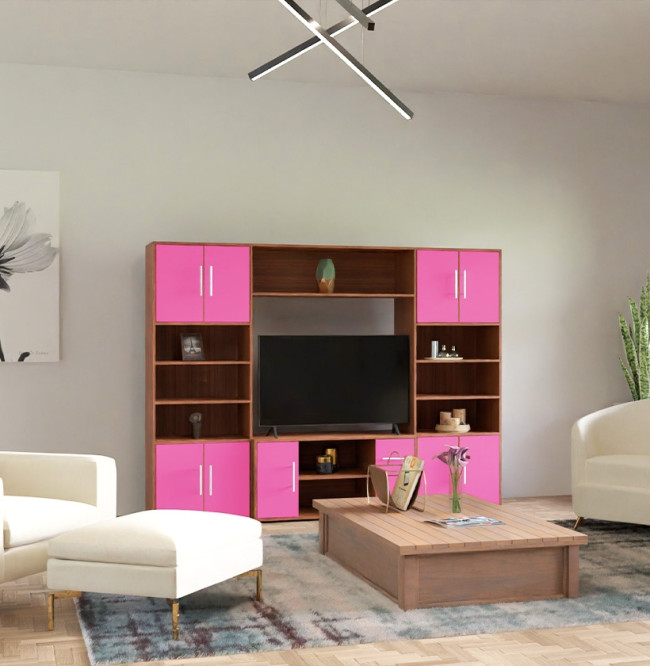 Berry Pink Col. Glass Front & Rustic Birch Matte Case