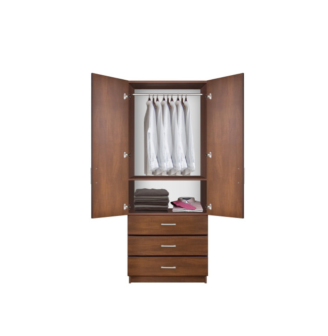 Bella Armoire for Hanging Clothes – Wardrobe Closet with 3 Drawers