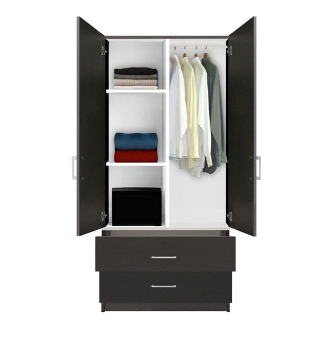 Alta Wardrobe Armoire - 2 Drawer Wardrobe, Shelves, Hangrod