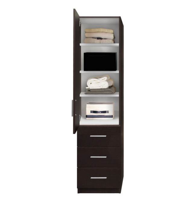 Alta Narrow Storage Closet with Left Door, 3 Drawers, 3 Adjustable Shelves