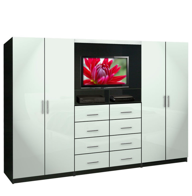 Aventa TV Wall Unit for Bedrooms - Free Standing Bedroom Wardrobe Unit