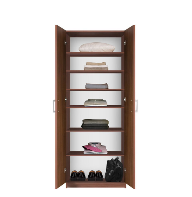 Bella Double Door Wardrobe Cabinet - 6 Shelves
