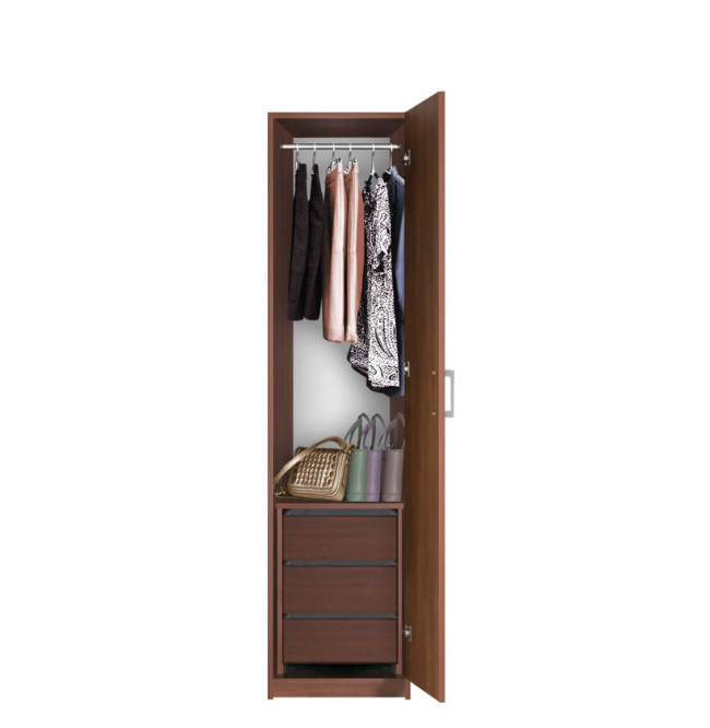 Bella Narrow Closet - Right Opening Door, 3 Interior Drawers