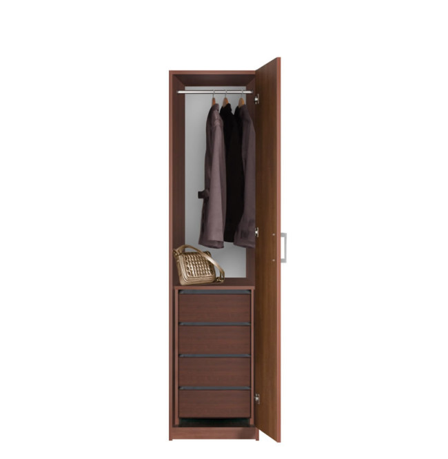 Bella Narrow Closet - Right Opening Door, 4 Interior Drawers