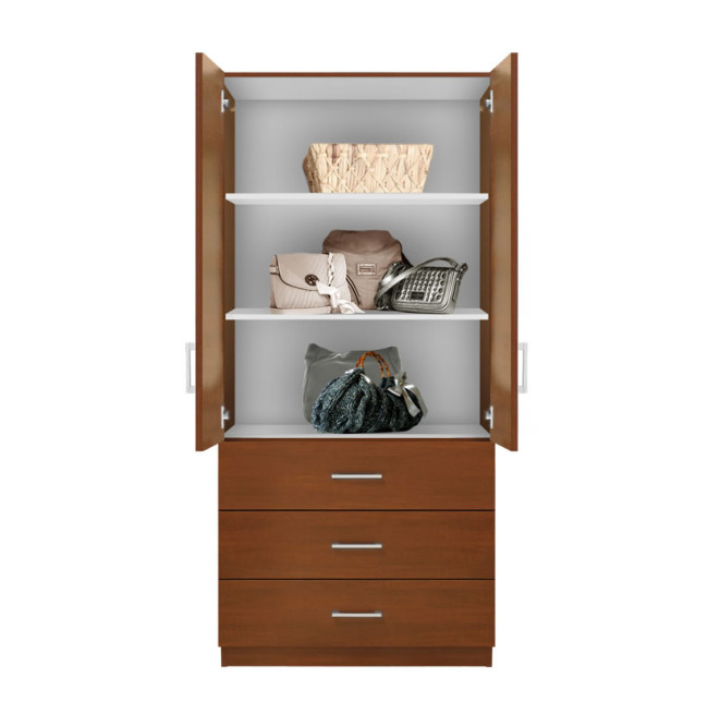 Alta 3 Drawer Armoire with Full Width Shelves