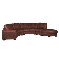 Jonathan Sectional - Curved Sectional Sofa in Chestnut Leather