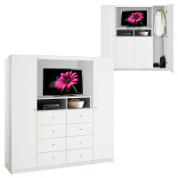 Aventa TV Chest - Chest with TV Space, 8 Drawers, Wardrobe Doors