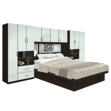 Lincoln Pier Wall Platform Bed w Mirrored Headboard