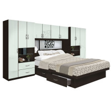 Lincoln 4 Drawer Platform Storage Pier Bed w Mirrored Headboard