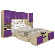 Studio 4 Drawer Platform Bed w Pier Mirrored Headboard & Footboard