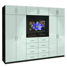 Aventa TV Wall Unit X-Tall - 10 Door Wardrobe Wall Unit for Bedrooms