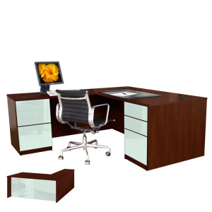 Alexis L Shaped Executive Desk - Full Pedestal Left Return