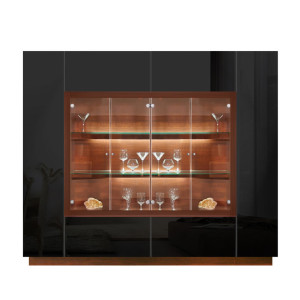 Jamison Display Cabinet - Modern Glass Curio, Concealed Storage
