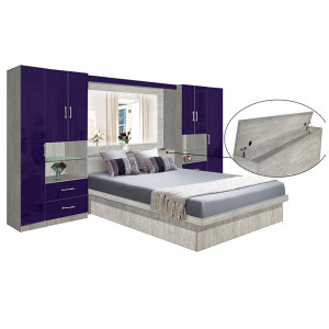 Lincoln Classic Pier Wall Platform Bed w Mirrored Storagemax Headboard
