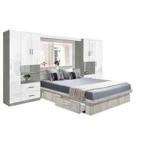 Lincoln Classic Pier Wall 4 Drawer Platform Bed w Mirrored Headboard