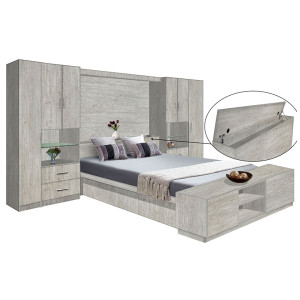 Lincoln Classic Pier Wall Platform Bed w Matte Storagemax Headboard & Storage Footboard