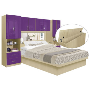 Studio Pier Wall Platform Bed w Mirrored Storagemax Headboard