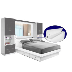 Studio Classic Pier Wall 4 Drawer Platform Bed w Mirrored Storagemax Headboard