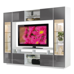 Tyler Wall Unit w Clear Glass Doors, Interior Backlight