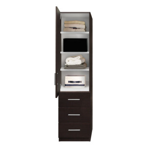 Alta Narrow Storage Closet with Left Door, 3 Drawers, 3 Adjustable Shelves