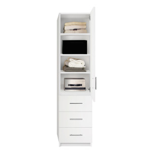 Alta Narrow Storage Closet with Right Door, 3 Drawers, 3 Adjustable Shelves