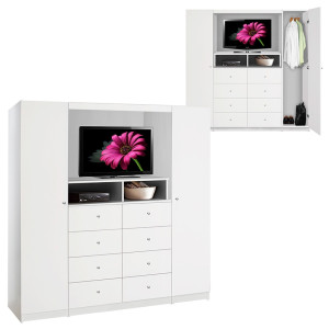 Aventa TV Chest – 8 Drawers and Wardrobe Doors with TV Space